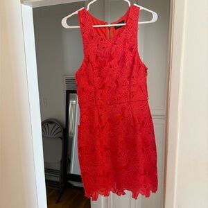 Astr Vibrant Red Lace Mini Dress